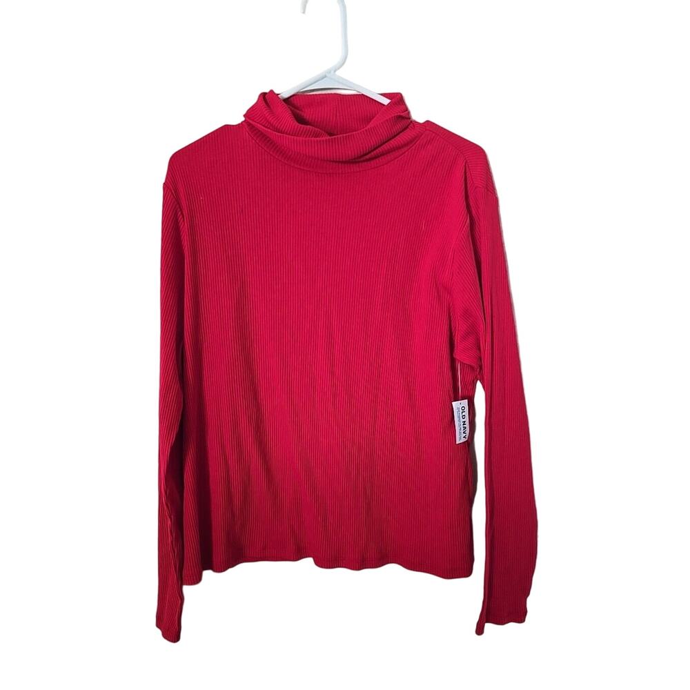NWT Old Navy Red Turtleneck Ribbed Long‎ Sleeve Pullover Top Womans Size XL